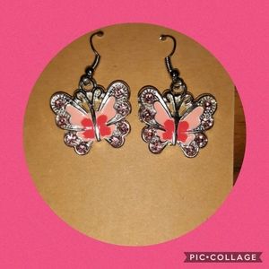 Pink Butterfly  Earrings